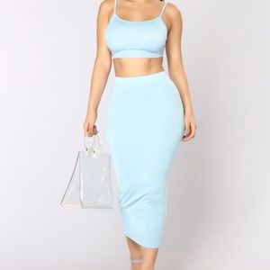 Fashion nova baby blue skirt set